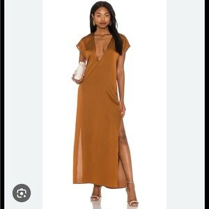 LBLC the Label Cautilina Deep V Vegan Silk Dress